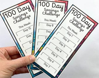 100 Day Savings Challenge Cards | 15 A6 Size Savings Challenge Cards | Thick Cardstock | Physical Shipped Item | No Binder