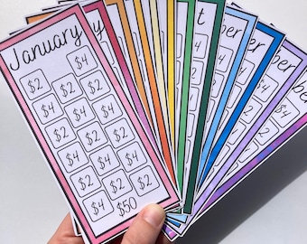 Monthly Rainbow 50 Dollar Savings Challenges | Thick Cardstock | Physical Shipped Item | No Binder