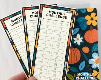 Monthly Challenge Binder Pumpkin Patch Design | 500 Dollar Savings | Cash Budgeting | Money Binder | A6 Size | Disc or Ring Bound Binders