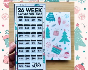 26 Week Savings Challenge Binder | 1,500 Savings | Holiday Design | Cash Budgeting | PDF PNG and STUDIO3 Files | Digital Download