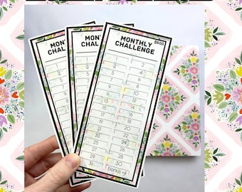 Monthly Challenge Binder Spring Design | 500 Dollar Savings | Cash Budgeting | A6 Size | PDF PNG STUDIO3 Files | Digital Download