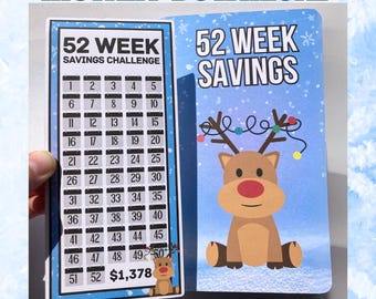 Holiday Deer | 52 Week Savings Challenge Binder | Cash Budgeting | Money Binder | PDF & SVG Files | Digital Download