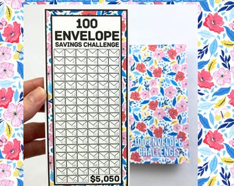 100 Envelope Be Happy Design | 5,050 Savings Binder | PDF PNG and STUDIO3 Files | Digital Download