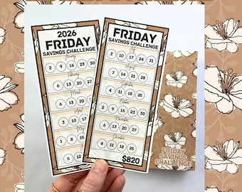 Muted Floral | Friday Savings Challenge Binder | Cash Budgeting | Money Binder | PDF PNG and STUDIO3 Files | Digital Download