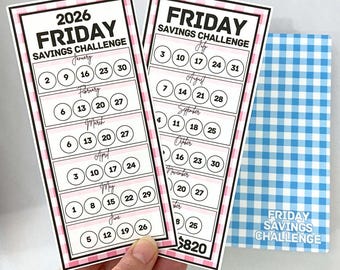 Rainbow Gingham | 2026 Friday Savings Challenge Binder | A6 Disc Binder | Cash Budgeting | Money Binder