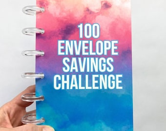 100 Envelope Savings Binder Cotton Candy Clouds Design | A6 Disc Binder | Cash Budgeting | Money Binder