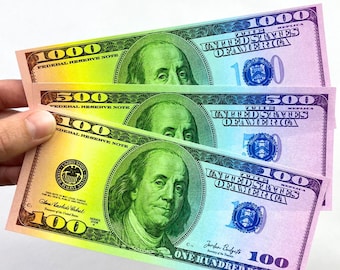12 Placeholders Money Double Sided | Fake Money | Rainbow Design
