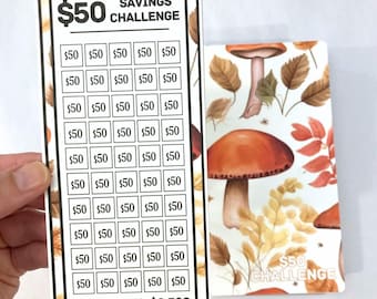 50 Dollar Savings Binder Mushroom Design | A6 Disc Binder | Cash Budgeting | Money Binder