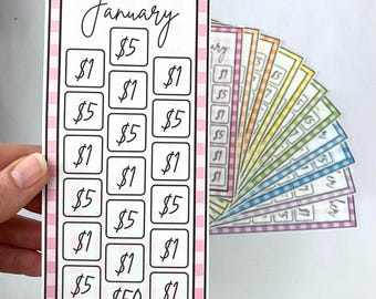 2026 UPDATED Monthly Gingham Rainbow 50 Dollar Savings Challenges | Thick Cardstock | Physical Shipped Item | No Binder