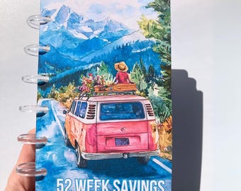 Vacation / Travel | 52 Week Savings Challenge Binder | A6 Disc Binder | Cash Budgeting | Money Binder