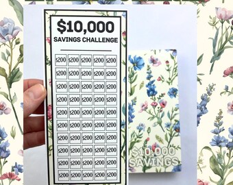 Cottage Bouquet | 10,000 Savings Challenge Binder | Cash Budgeting | Money Binder | PDF PNG STUDIO3 Files | Digital Download