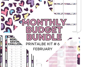 February Bills and Variable Spending Monthly Set | Printable | Hearts Design | February 2024 Kit #6