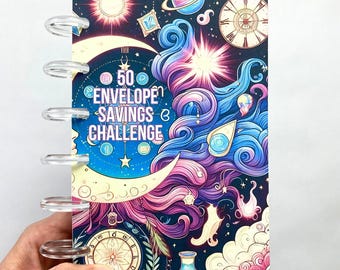 50 Envelope Savings Binder Celestial Design | A6 Disc Binder | Cash Budgeting | Money Binder