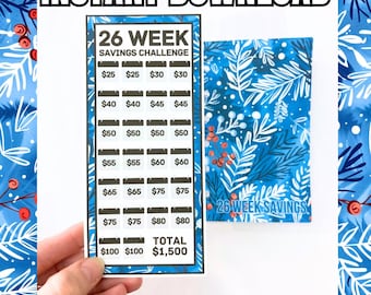 26 Week Savings Challenge Binder | 1,500 Savings | Winter Blue Design | Cash Budgeting | PDF PNG and STUDIO3 Files | Digital Download