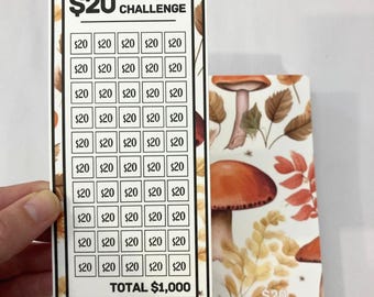 20 Dollar Savings Binder Mushroom Design | A6 Disc Binder | Cash Budgeting | Money Binder