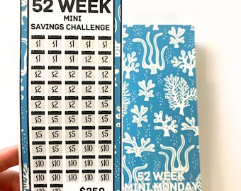 Mini Monday 250 Dollar Savings | Sea Flora Design | 52 Week Savings Challenge Binder | A6 Disc Binder | Cash Budgeting | Money Binder