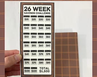 26 Week Savings Challenge Binder | 1,500 Savings | Cozy Plaid Design | Cash Budgeting | Money Binder | PDF & SVG Files | Digital Download