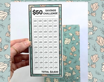 50 Dollar Savings Binder Antique Green Design | A6 Disc Binder | Cash Budgeting | Money Binder | PDF PNG STUDIO3 Files | Digital Download