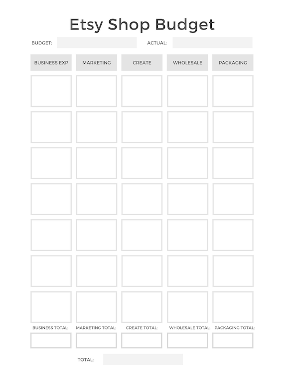 Budget for Etsy Shop Printable Etsy Budget Creating an Etsy