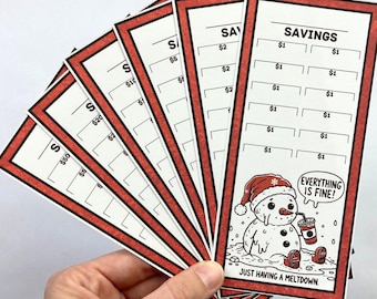 Everything Is Fine Savings Challenge Cards | 12 A6 Size Savings Challenge Cards | Physical Shipped Item | Holiday Line