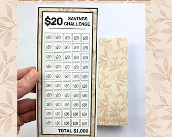 20 Dollar Savings Binder Vintage Linen Design | Cash Budgeting | Money Binder | PDF PNG and STUDIO3 Files | Digital Download