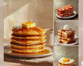 Club de Desayuno / Conjunto de Pinturas Digitales / Decoración de Pared para el Hogar