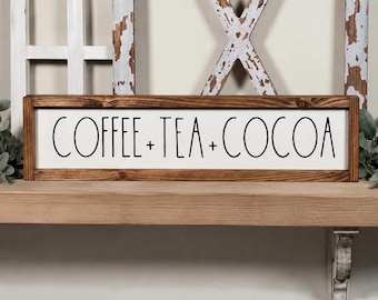 Farmhouse Coffee Tea Cocoa Sign: Rustic Kitchen Decor