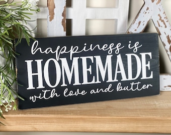Hand Painted Farmhouse Kitchen Sign, Happiness is Homemade Decor