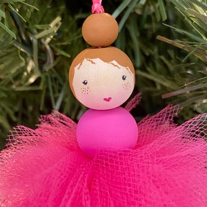 Hand Painted Ballerina Ornament, Wooden Doll, Custom Christmas Ornament, Gift for her, Ballerina Christmas, Nursery Decor, Baby Shower Gift
