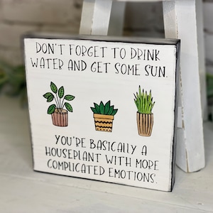 You&#39;re basically a houseplant- funny sign for plant lovers, desk sign, gardener gift, tiered tray decor, modern boho farmhouse home decor
