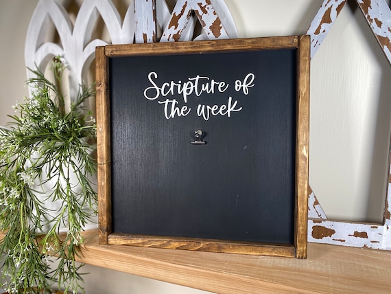Scripture of the Week Framed Wood Sign, Memory Verse Wall Art, Inspirational Christian Home Decor, Farmhouse Framed Sign, Bible Verse Sign