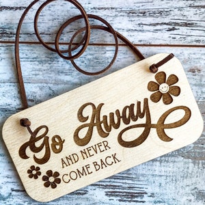 No soliciting doorbell sign, Do not disturb wooden plaque, Do not knock, Do not ring door bell, Snarky sign, Go away, Wood door notice