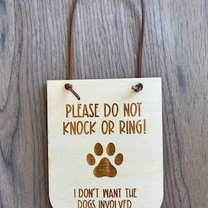 Dog friendly house, Do not disturb wooden door sign, Dogs will bark sign, No soliciting doorbell sign, Gift for dog lover, Gift for dog mom