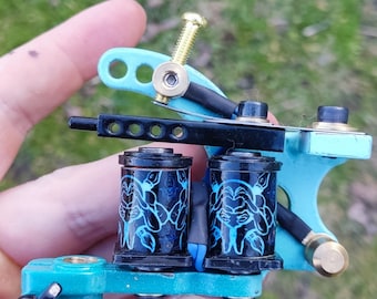 Handmade Double Coils Blue Rollo Frame Tattoo Machine Fast and Delicate Liner
