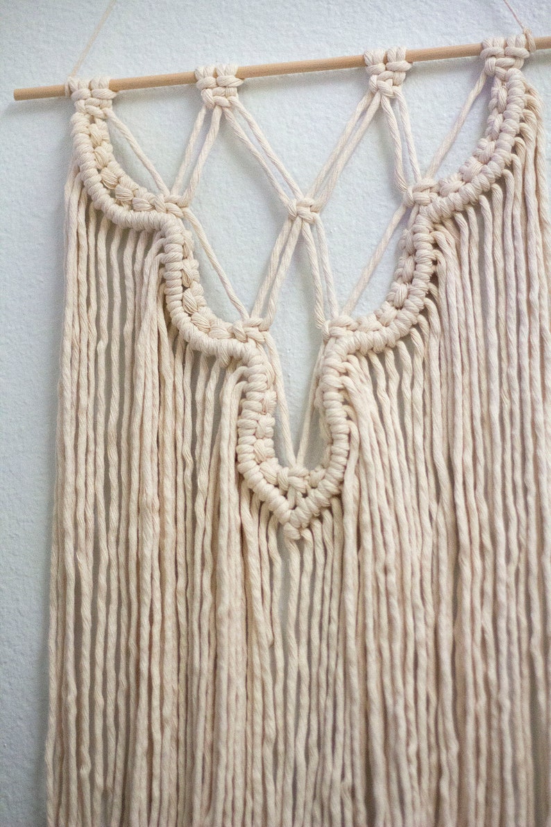 CASCADE Macramé Wall Hanging Medium Size Decor Simple Cute Bohemian Soft Fringe Macrame Trendy Aesthetic Scalloped Handmade Gift Friend image 5