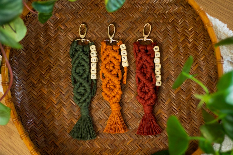 BREEZE Personalized Macramé Keychain Customized Cute Boho Custom Soft Favor Gift Bridesmaid Bridal Shower Wedding Sister Macrame Friend image 1