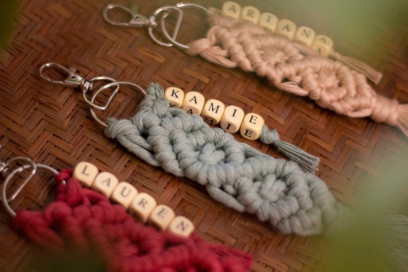 BREEZE Personalized Macramé Keychain Customized Cute Boho Custom Soft Favor Gift Bridesmaid Bridal Shower Wedding Sister Macrame Friend image 3