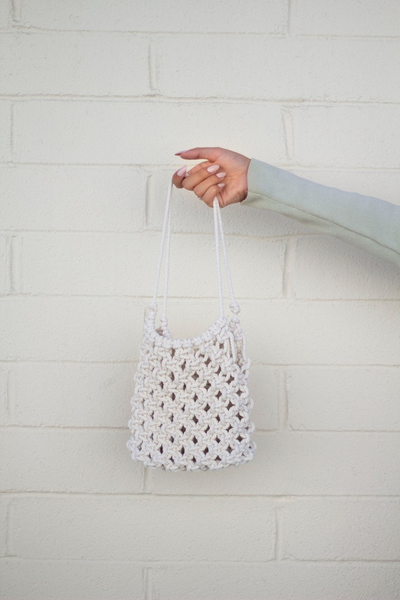 GARDEN Macramé Market Bag Farmers Market Natural Minimalist Bohemian Cute Boho Reusable Sustainable Favor Gift French Grocery Beach Purse image 3