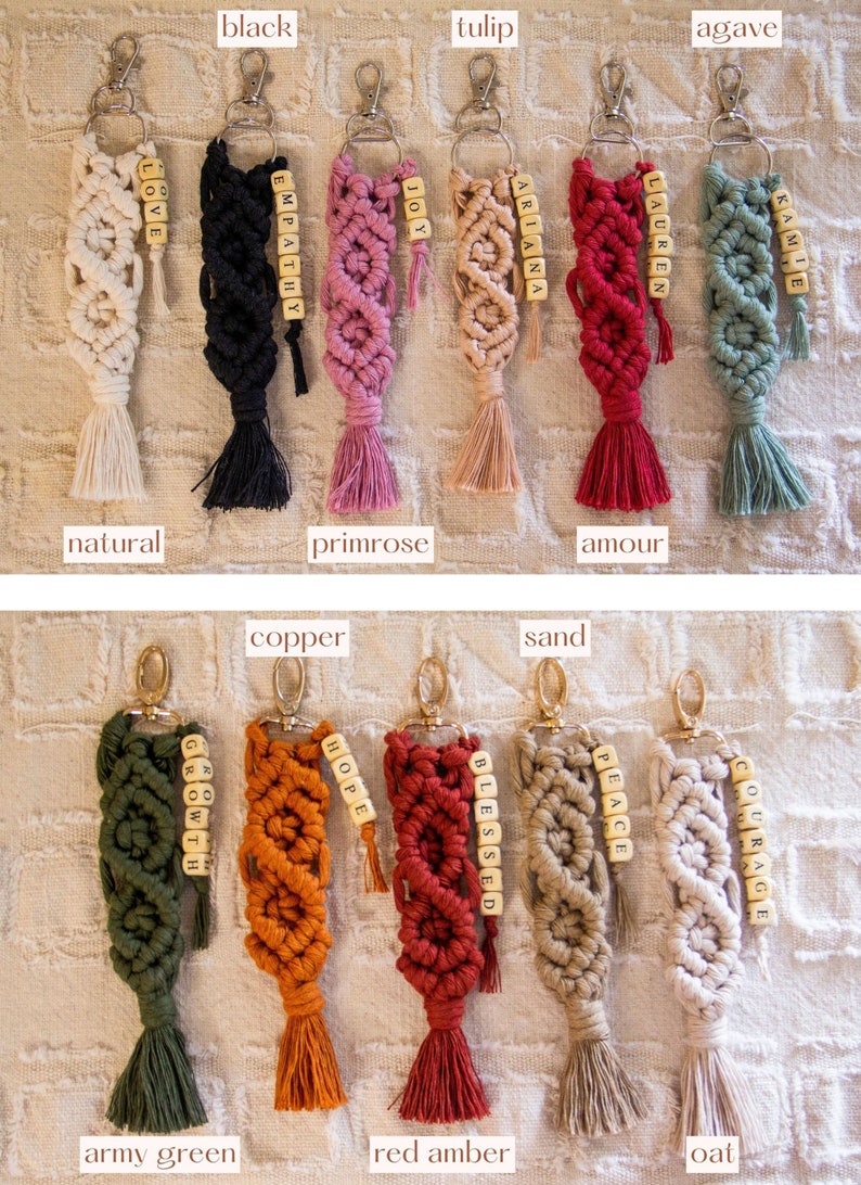 BREEZE Personalized Macramé Keychain Customized Cute Boho Custom Soft Favor Gift Bridesmaid Bridal Shower Wedding Sister Macrame Friend image 8