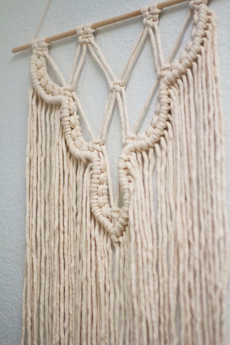 CASCADE Macramé Wall Hanging Medium Size Decor Simple Cute Bohemian Soft Fringe Macrame Trendy Aesthetic Scalloped Handmade Gift Friend image 6