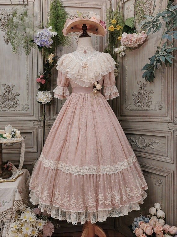 Pink Lolita Dress, Lace Trim Lolita 