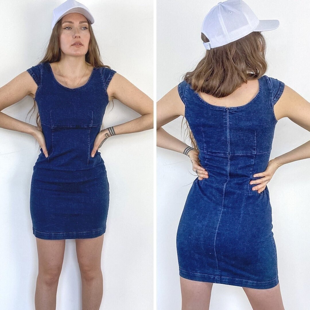 90s Vintage / GAP Denim Dress / Mini Dress / Jean Dress / 90s Etsy