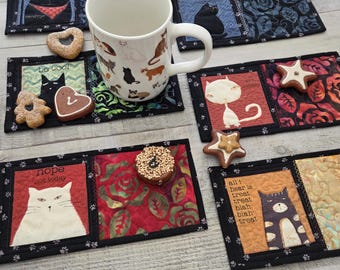 Tapetes acolchados hechos a mano para tazas: un regalo atrevido para los amantes de los gatos, frases divertidas