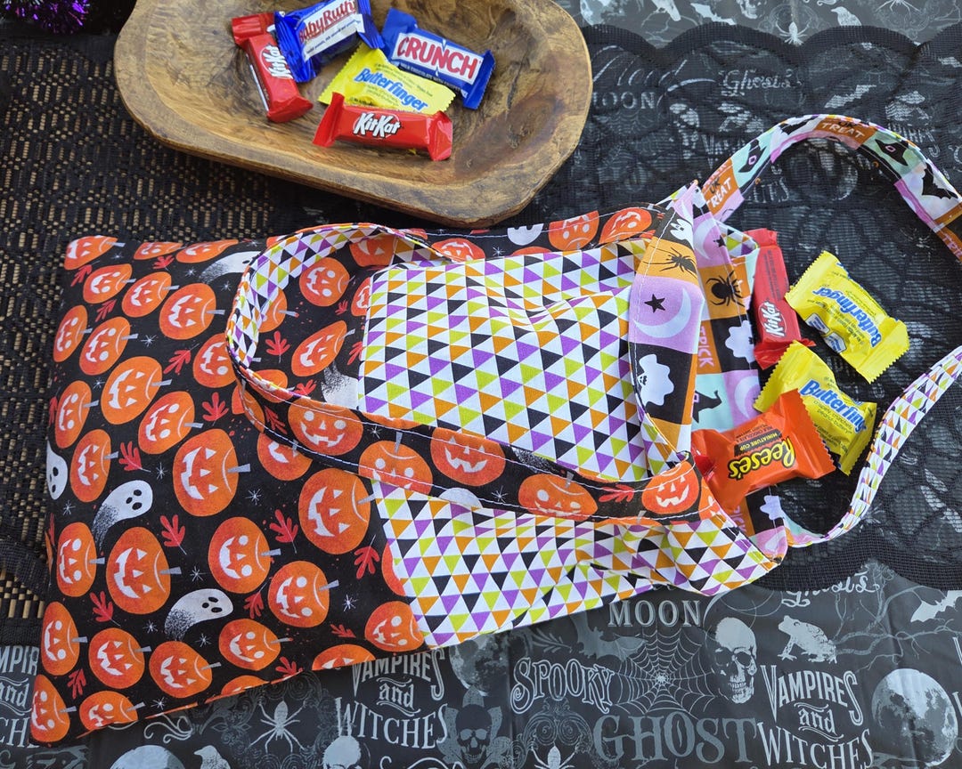 Handmade Reversible Halloween Fabric Trick or Treat Candy Bag - Etsy