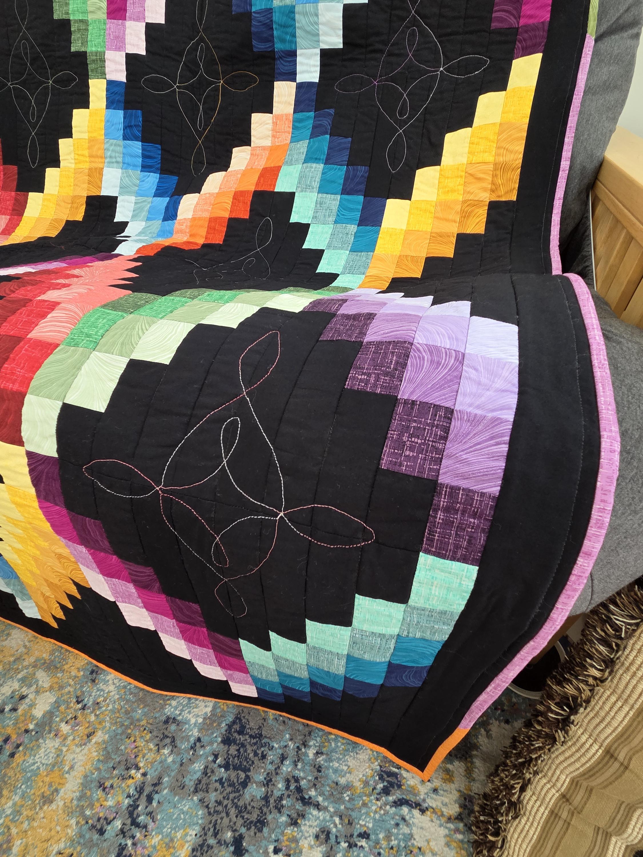 Handmade Quilted Rainbow-colored Quilt - Lap or Throw Size - FREE ...