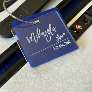 Personalized Acrylic Engraved Square Bag Tag