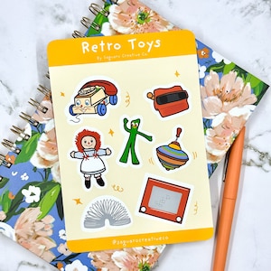 Retro Toys Sticker Sheet / Sticker Sheet for Planner, Journal, Laptop, Gifting, Scrapbooking, Etc.