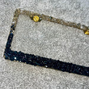Black obsidian and rose gold quart bling license plate frame real stones ombré black and rose gold plate frame cute image 5