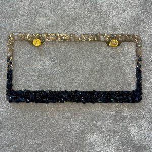 Black obsidian and rose gold quart bling license plate frame real stones ombré black and rose gold plate frame cute image 6