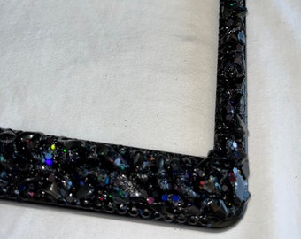 Black license plate frame, bling license plate frame, obsidian black license plate frame, cute license plate frame